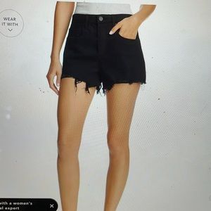 Blank NYC Raw-Edge Denim Shorts in Night Mania Black Size 26